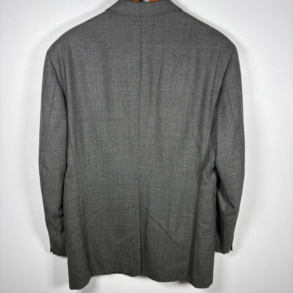 Polo University Club Ralph Lauren Mens Grey Windowpane Virgin Wool Blazer Jacket